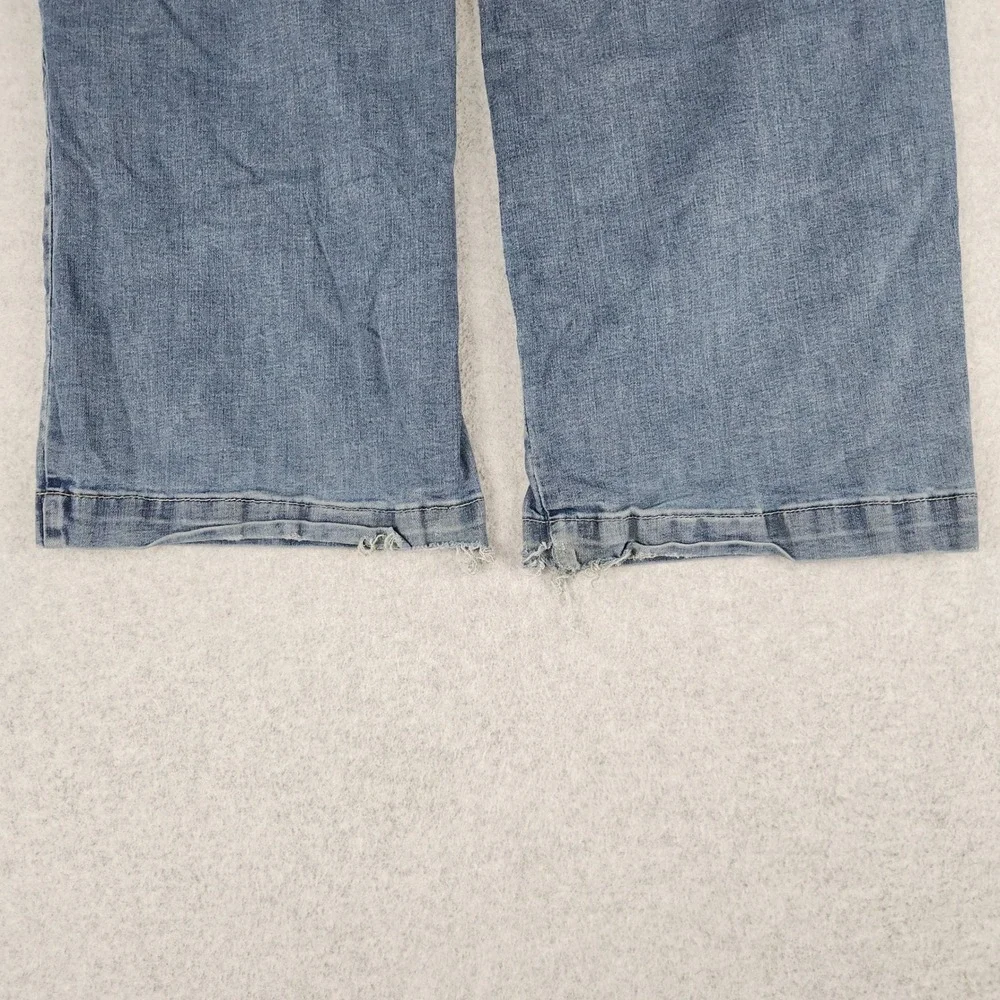 Ed Hardy Jeans Women's 32 Blue Wide Leg Tattoo Embroidered Eagle Heart Graphic‎